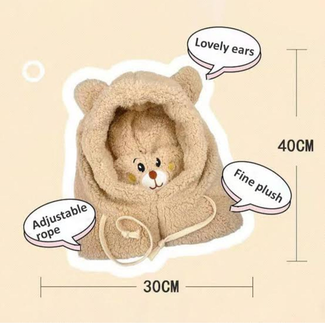 BC114 - Warm Plush 2 in 1 Cap with Mask - Free Size - Maa Sadqay
