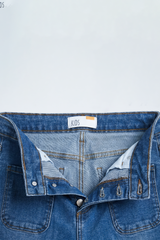 Girls Blue Denim Flared Jeans – High-Waist Button Front. DJ8