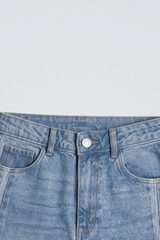 Unisex Light Wash Side-Stripe Wide-Leg Jeans - DJ9