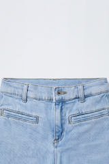 Girls Light Blue High-Waisted Wide-Leg Denim Jeans. DJ7