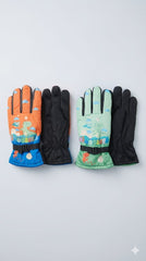 Kids Warm Snow SKi Waterproof Parachute Gloves For Boys/Girls- Dino 6-12 y