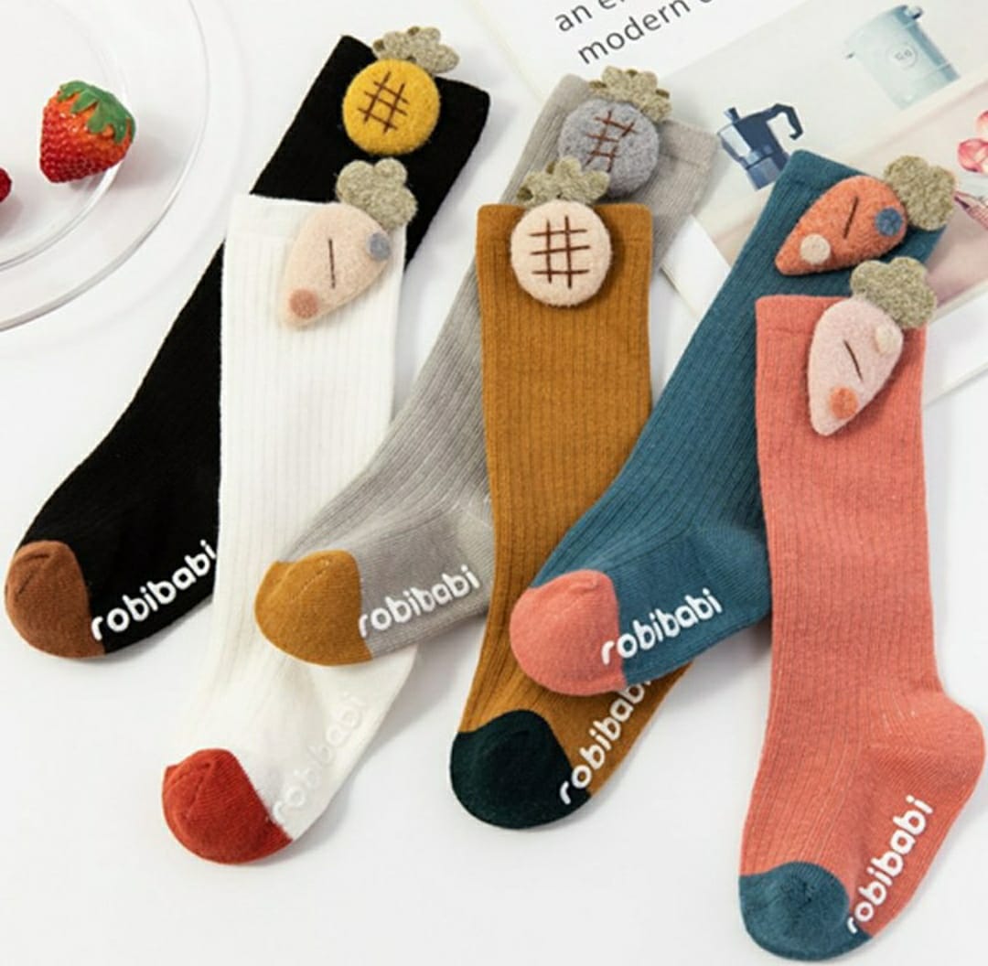 Toddler Knee-High Thick Cotton Socks – 3d,Anti-Slip, Seamless Long Socks for Baby Boys & Girls