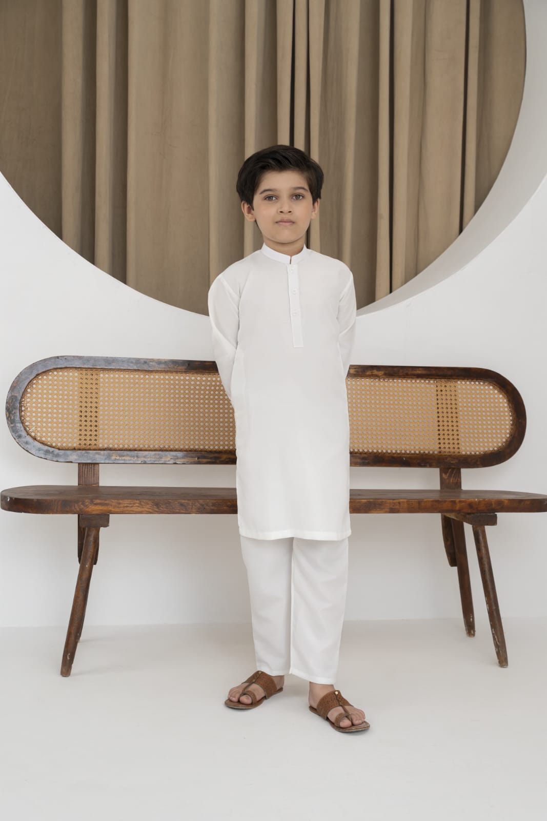 Raw silk festive kurta Pajama For Boys - Off white