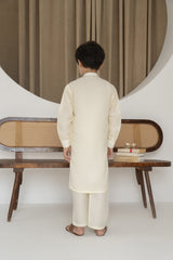 Raw silk festive kurta Pajama For Boys - Cream