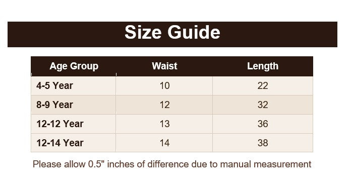 Boys Loose Fit Cotton Cargo Pants Size Guide