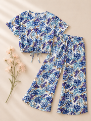 Royal Flowers crop-top with Bell Bottom -CT143