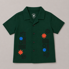 Boys Forest Green Embroidered Co-ord Set - BCSRC29
