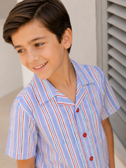 Boys Striped Relaxed Fit Cotton Shirt-BCS152