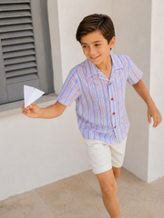 Boys Striped Relaxed Fit Cotton Shirt-BCS152