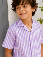 Boys Striped Relaxed Fit Cotton Shirt -BCS151