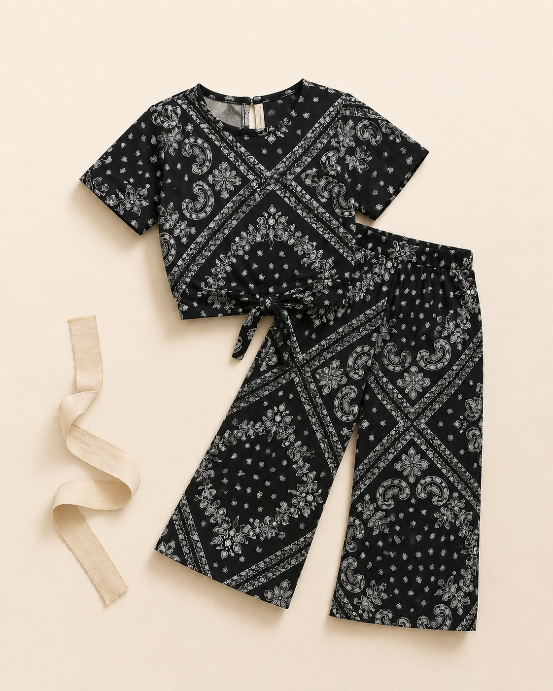 Carrie Corner-Crop-top with Bell Bottom -CT166