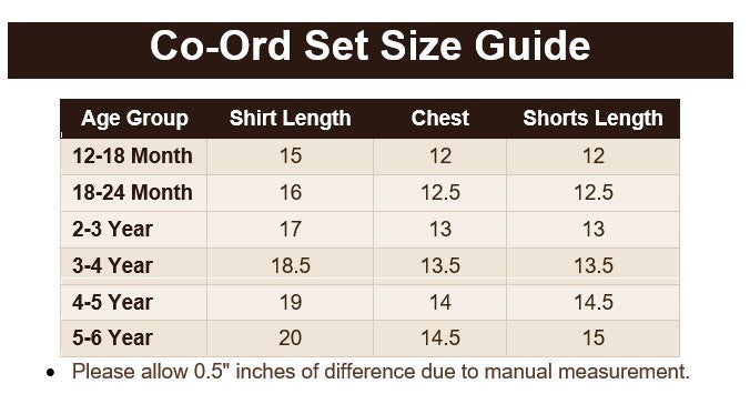 Boys Classic Check Co-ord Set - BCSC50 Size Guide