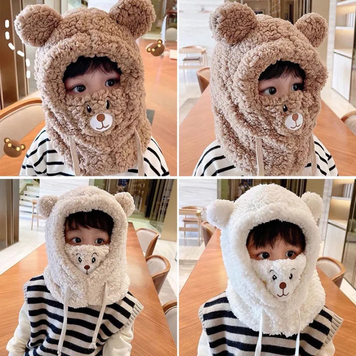 BC114 - Warm Plush 2 in 1 Cap with Mask - Free Size - Maa Sadqay