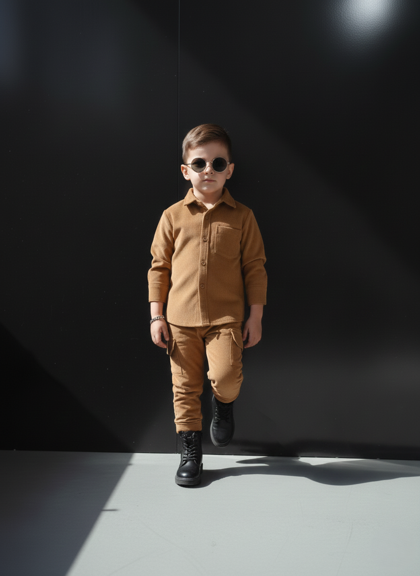 Corduroy Co-ord set for boys- Camel cc8