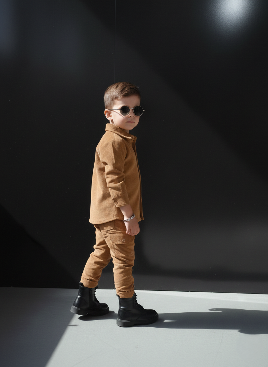 Corduroy Co-ord set for boys- Camel cc8
