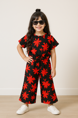 Black & Red -Crop-top with Bell Bottom -CT161 - Maa Sadqay