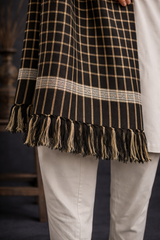 Boys Premium Checkered Woolen Shawl - Black