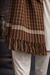 Boys Premium Checkered Woolen Shawl - Dark Brown