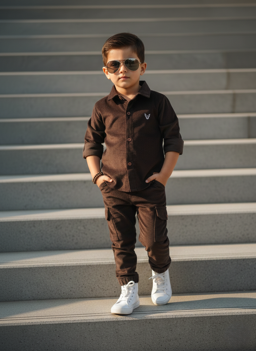 Corduroy Co-ord set for boys- Choco cc9