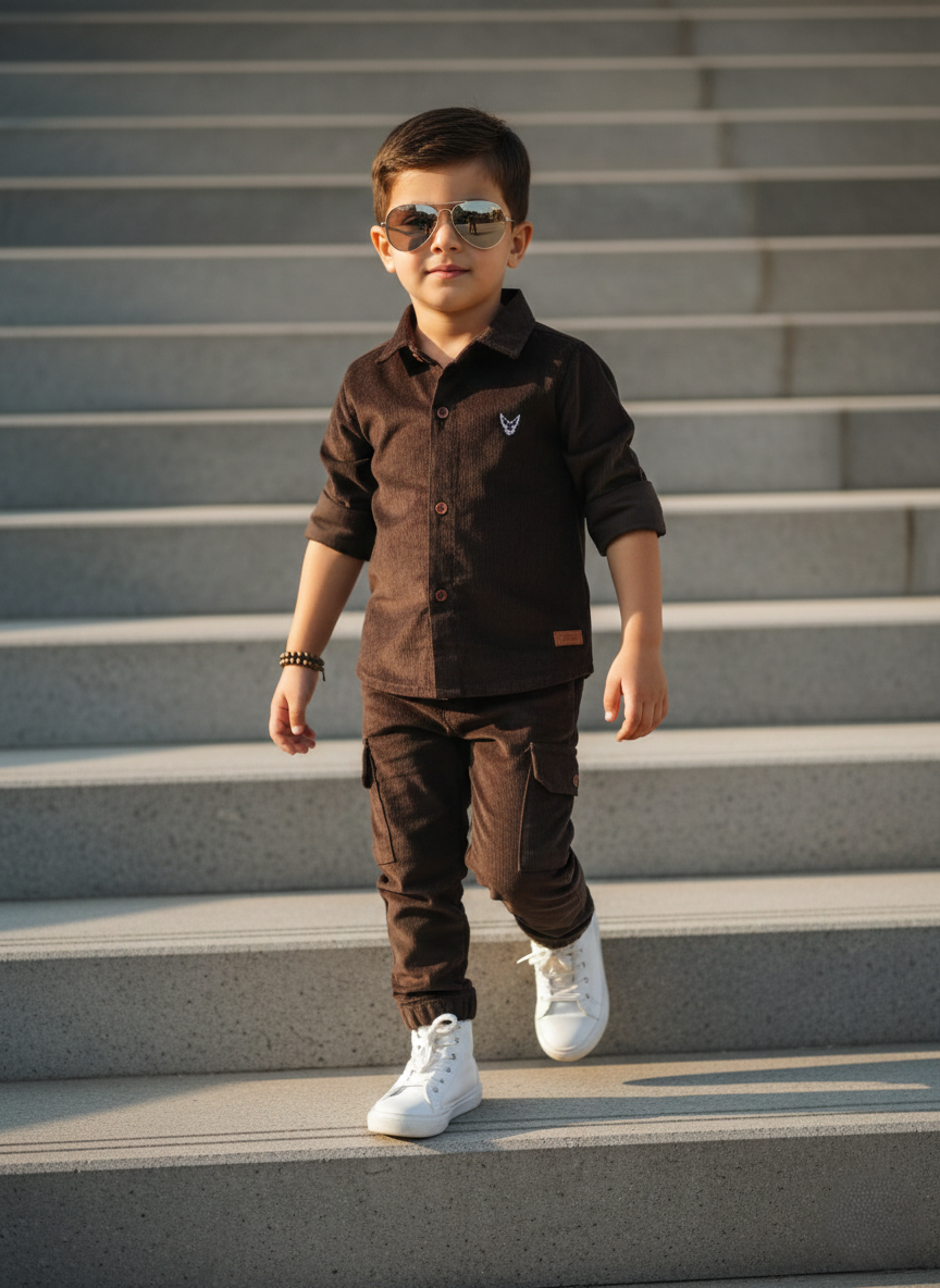 Corduroy Co-ord set for boys- Choco cc9