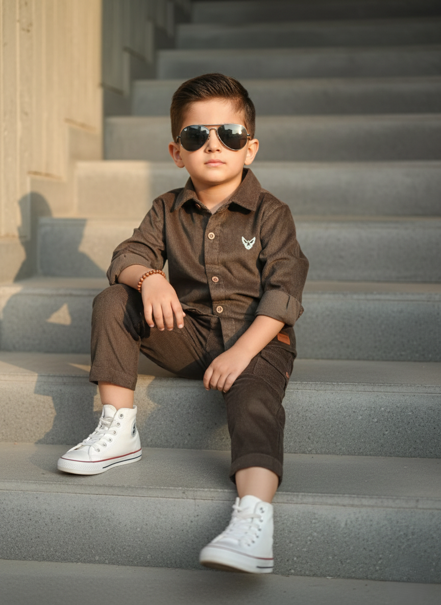 Corduroy Co-ord set for boys- Choco cc9