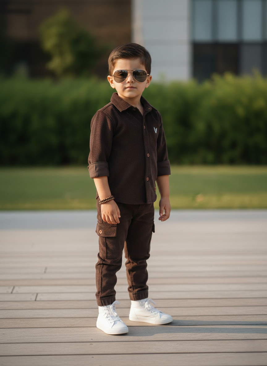 Corduroy Co-ord set for boys- Choco cc9