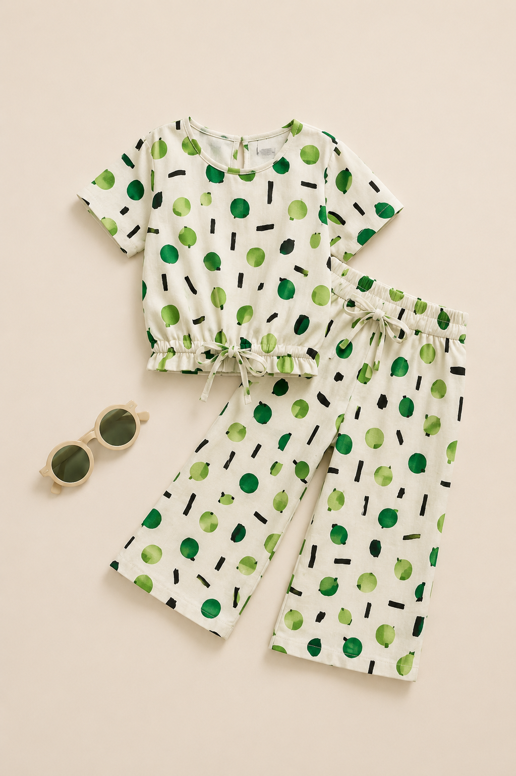 Polka Pear-Crop-top with Bell Bottom -CT170