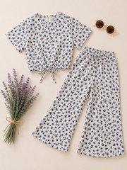 White Lavender-Crop-top with Bell Bottom -CT169