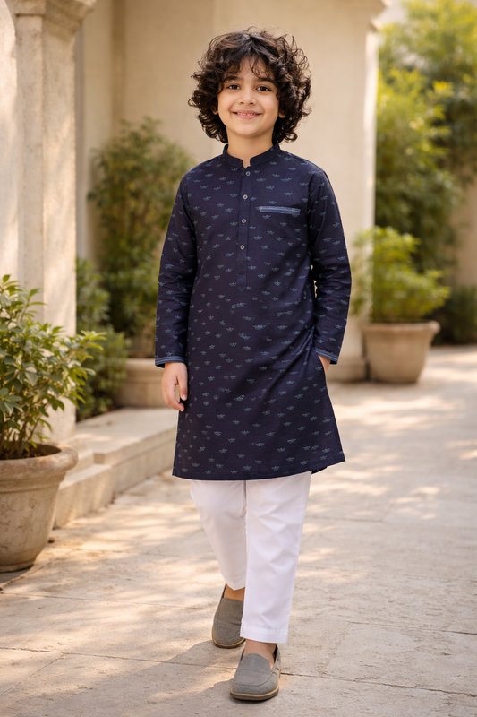Navy Sailors Printed Kurta Pajama For Boys - Maa Sadqay