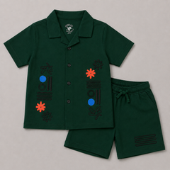 Boys Forest Green Embroidered Co-ord Set - BCSRC29