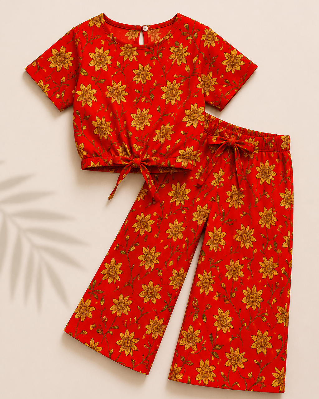 Fresh Red -Crop-top with Bell Bottom -CT160