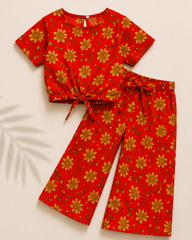 Fresh Red -Crop-top with Bell Bottom -CT160