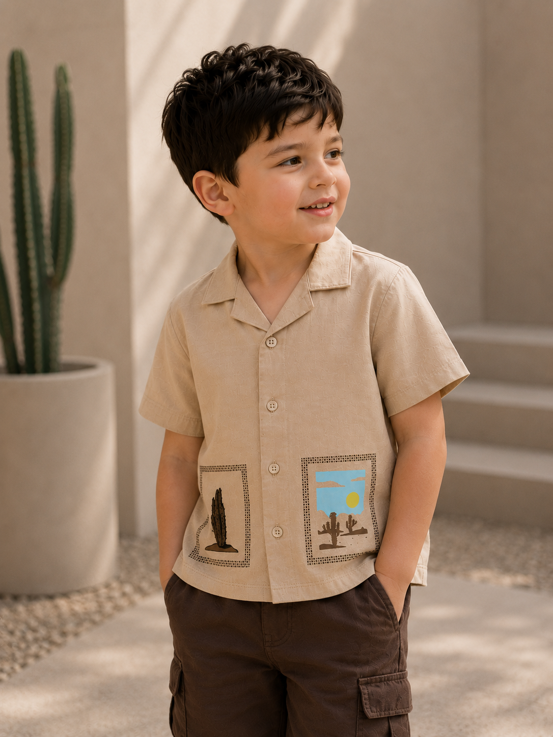 Boys Premium Graphic Button-Down Shirt - BCOS1005