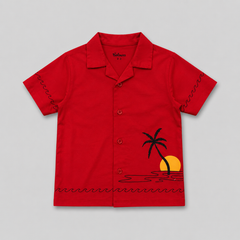 Summer Beach Tree Button-Down Shirt - BCOS1010
