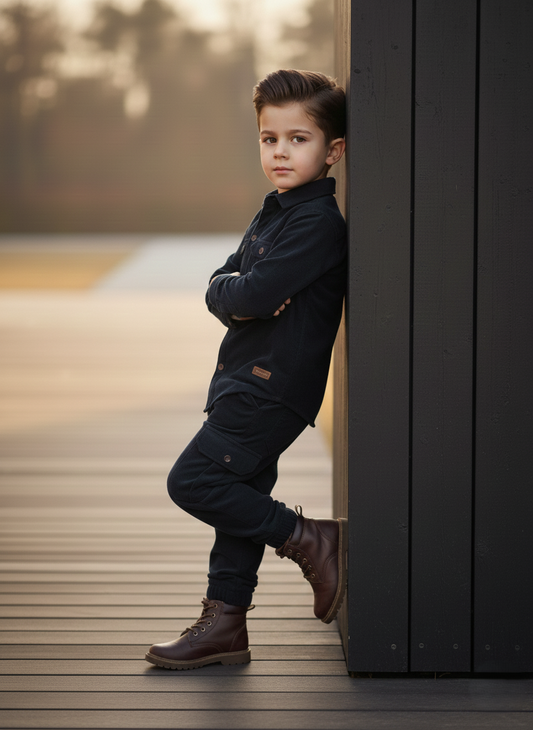 Corduroy Co-ord set for boys- Navy Blue cc2