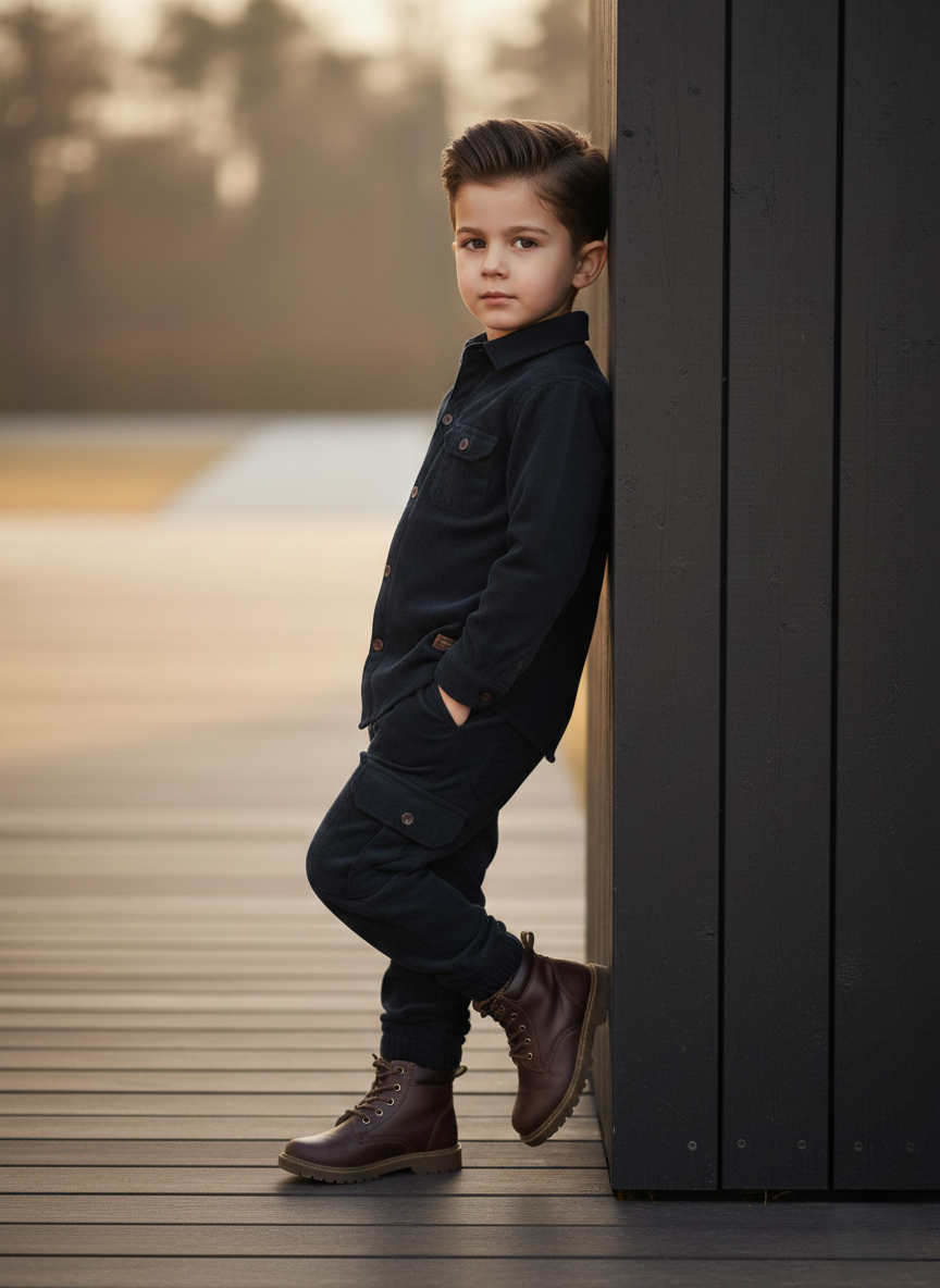 Corduroy Co-ord set for boys- Navy Blue cc2