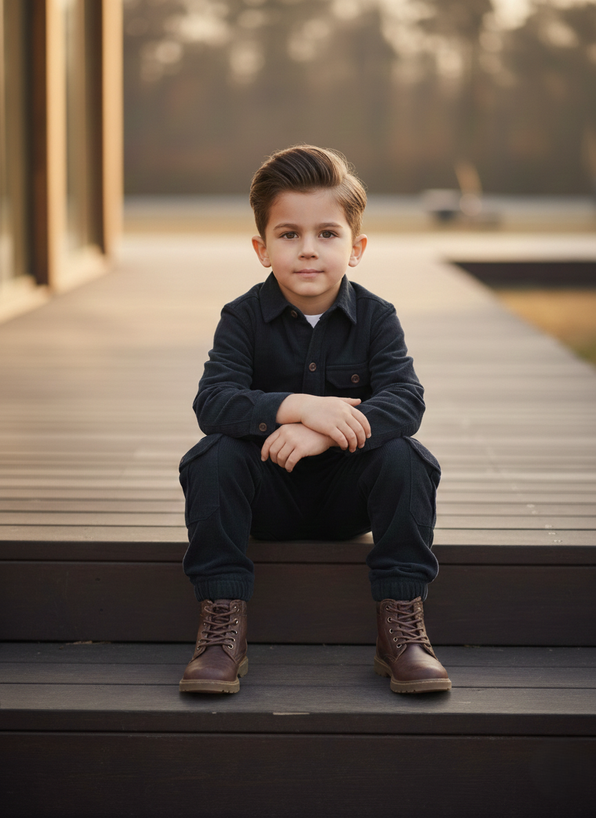 Corduroy Co-ord set for boys- Navy Blue cc2