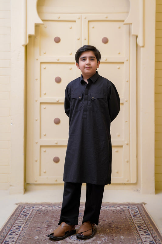 Boys Double Pocket Co-ord Set - Black