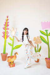 White Ocean crop-top with Bell Bottom -CT142 - Maa Sadqay