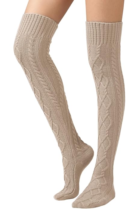 Women Cable Knit Over Knee Warm Socks.Thermal Leg Warmers/Legging egging socks