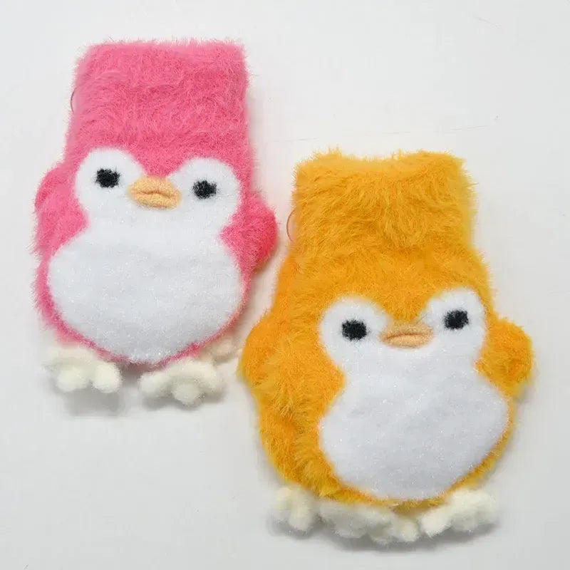 Kids Warm Woolen Premium Penguin Plush Mittens - 1-4 y