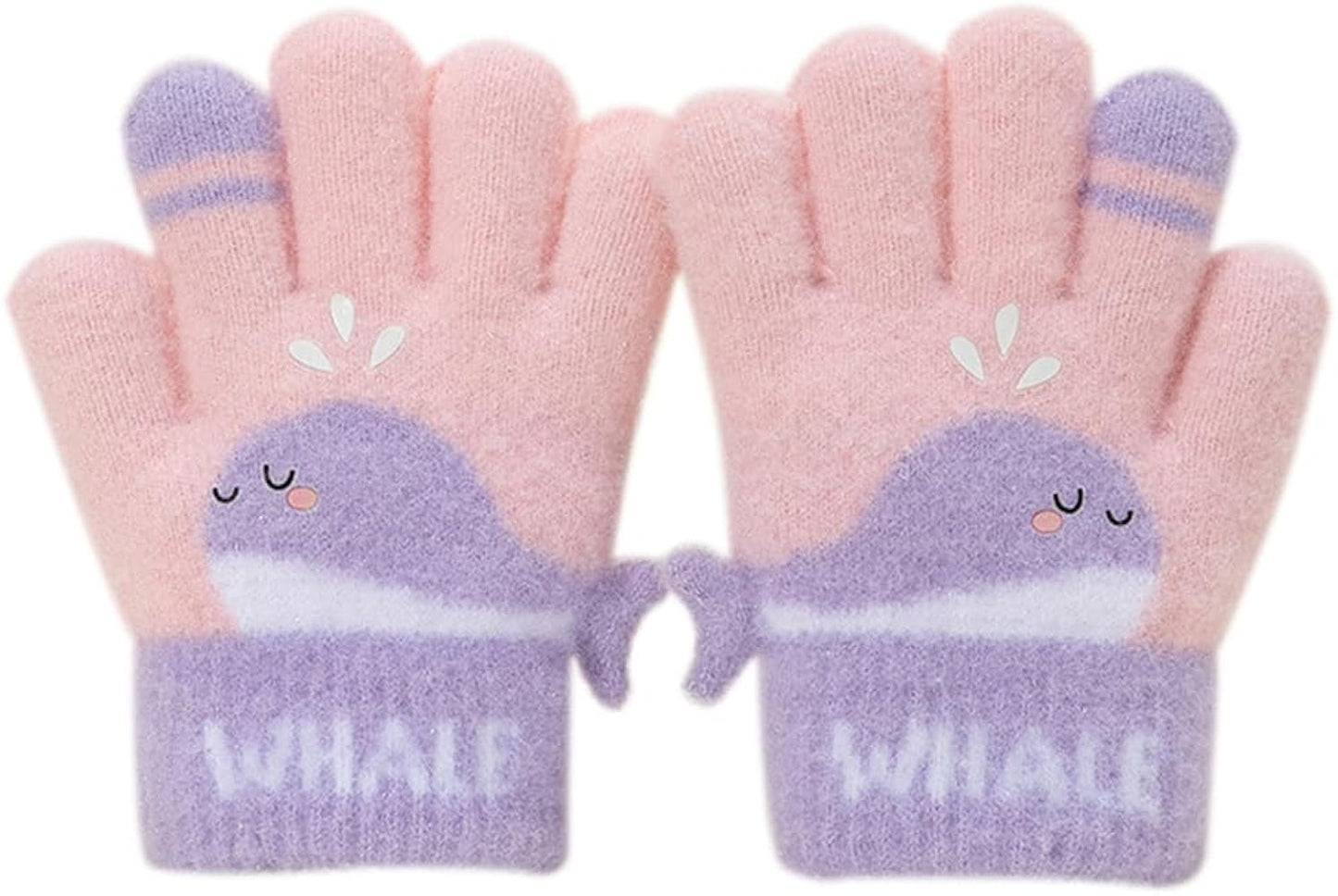 Kids Warm Woolen  Premium Plush Gloves - WHALE 3-6 y