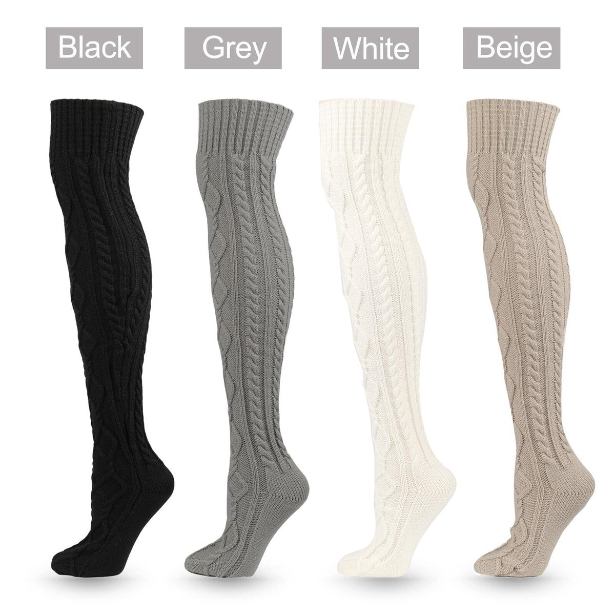 Women Cable Knit Over Knee Warm Socks.Thermal Leg Warmers/Legging egging socks