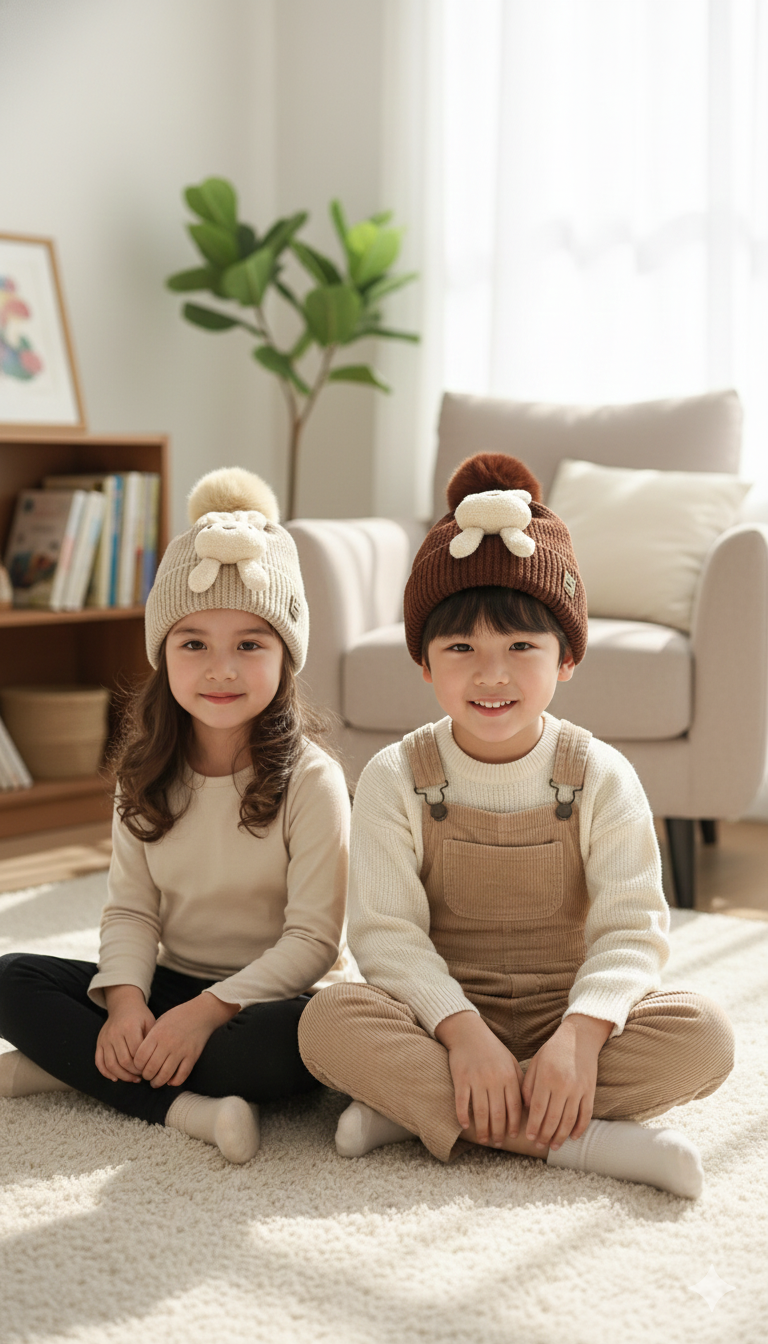 3D Teddy Woolen Cap  2-8y - Bc119