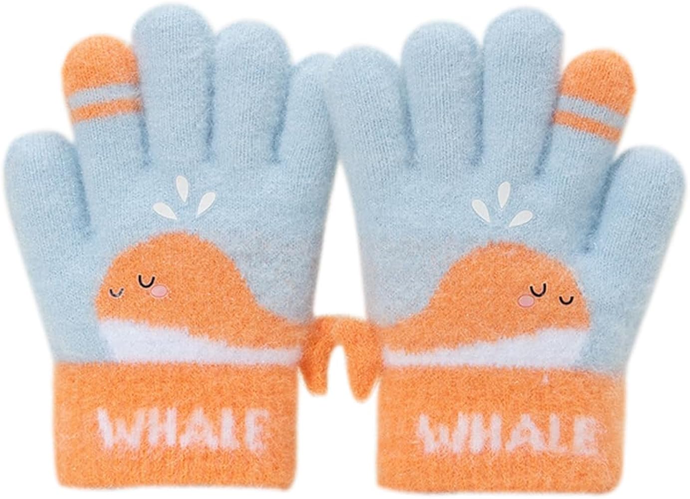 Kids Warm Woolen  Premium Plush Gloves - WHALE 3-6 y