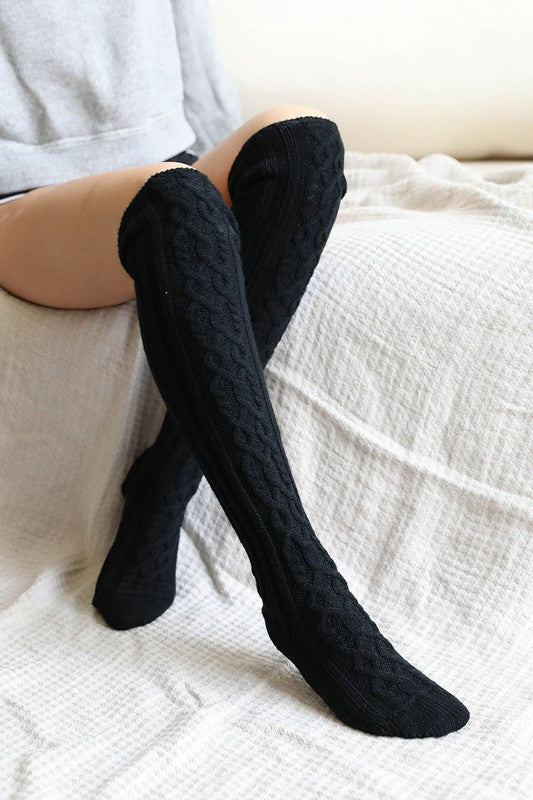 Women Cable Knit Over Knee Warm Socks.Thermal Leg Warmers/Legging egging socks