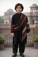 Boys Premium Woolen Shawl - Maroon - Maa Sadqay