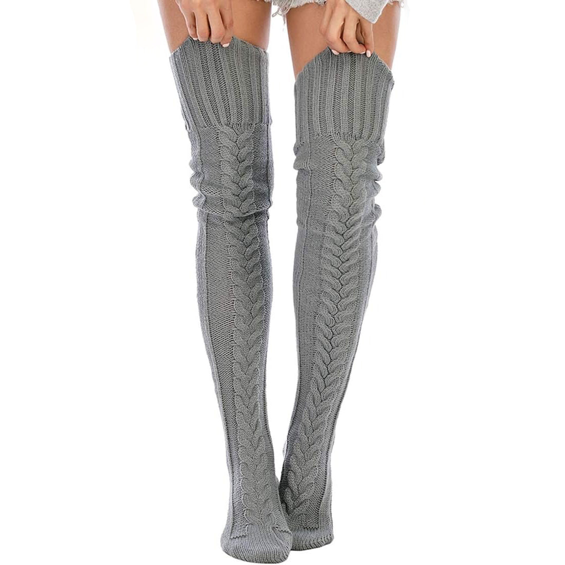 Women Cable Knit Over Knee Warm Socks.Thermal Leg Warmers/Legging egging socks
