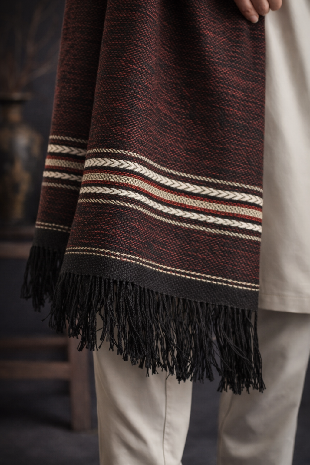Boys Premium Woolen Shawl - Maroon - Maa Sadqay