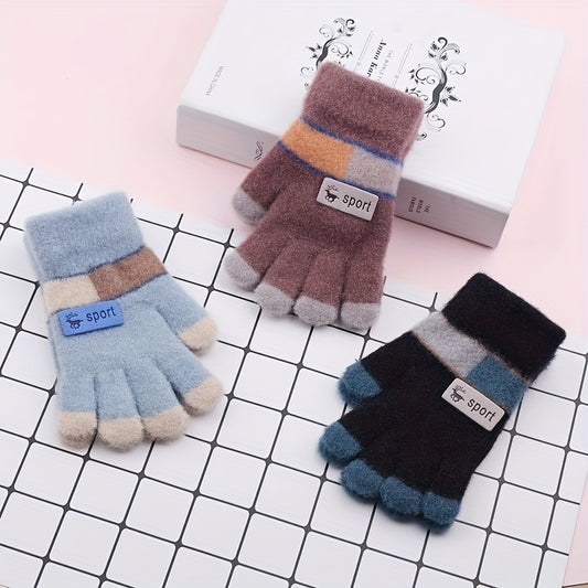 Kids Warm Woolen Premium Plush Gloves - Colour Tip 4-10 y